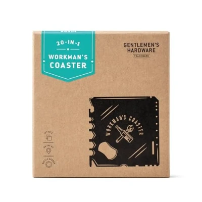 Image of Gentlemen&#039;s Hardware Handy 11 in 1 Multi Tool Workman&#039;s Drink Coasters, Set of 2, Black Steel