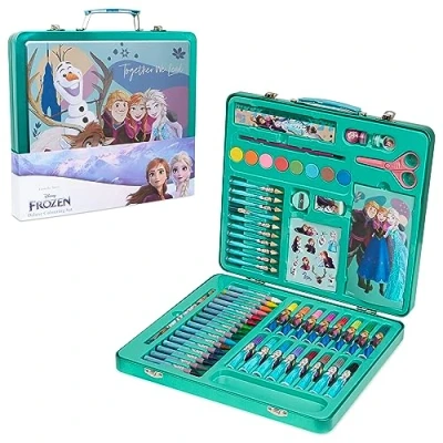 Image of Disney Frozen Kids Art Set 40 Plus Pieces Colouring Sets Paints Pencils Markers Crayons Gifts for Girls (Green/Multi)