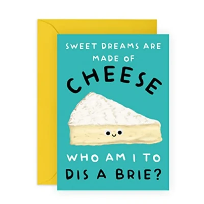 Image of Central 23 Funny Cards For Mum Dad Him Her Food Pun Humour &#039;Sweet Dreams Are Made Of Cheese&#039; Humorous Birthday Men Women Gifts Comes With Fun Stickers