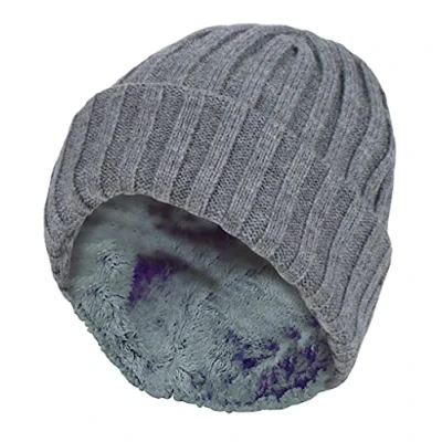 Image of HEAT HOLDERS Boys Every Day Casual Wear Ribbed Turnover Winter Hat for Kids (7 10 Years, Pebble Melange)