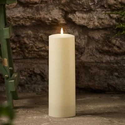 Image of Lights4fun 30cm Solar Powered Waterproof TruGlow® LED Flameless Garden Patio Candle Realistic Warm White Flickering Flame