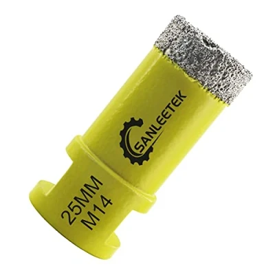 Image of Diamond Tile Drill Bits 25mm SANLEETEK Vacuum Brazed Hole Saw for Ceramic Porcelain Marble Granite M14 Thread