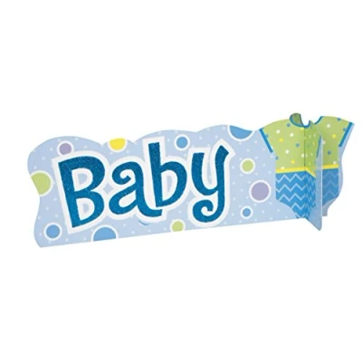 Image of Unique Party 61713 Blue Polka Dot Baby Shower Table Decoration