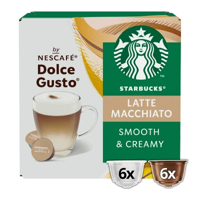 Image of STARBUCKS Dolce Gusto Latte Macchiato Coffee Pods Pack of 12, Cream