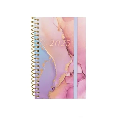 Image of Finocam Spiral Agenda Design Collection 2025 Week to View Horizontal January December (12 months) Goldy Spanish