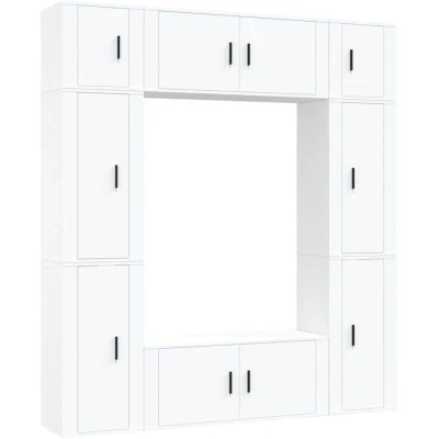 Image of vidaXL 8 Piece TV Cabinet Set White Engineered Wood