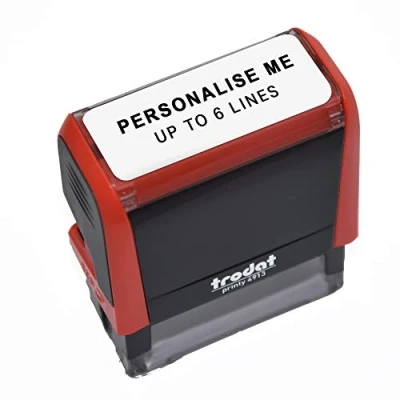 Image of Personalised Custom Office, Business and Teacher Stamp Allows Up to 6 Lines Impression Size 57 x 21 mm Red