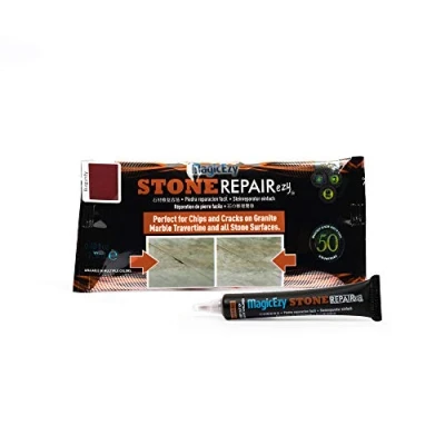 Image of MagicEzy Stone RepairEzy (Burgundy): Travertine, Limestone, Granite, Quartz, or Marble Repair Kit Fix Cracks and Chips Fast Countertop Seam Filler