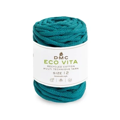 Image of DMC Eco Vita 12, Crochet Knitting Macrame Yarn, Turquoise (82), 250g