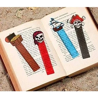Image of DISC Sale 48 Pirate Vinyl Ruler Bookmarks for Kids Party Bag Fillers