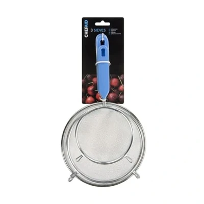Image of Chef Aid Chrome Plated Strainers, 3 Piece Set, Silver