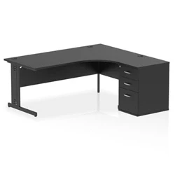 Image of Impulse 1800 RH Crescent Desk Black/Black Cable Managed Leg 600 DH Ped