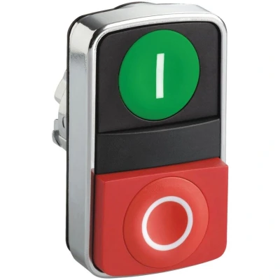 Image of Schneider ZB4BL7341 Push Button Green Flush/Red Projecting Type
