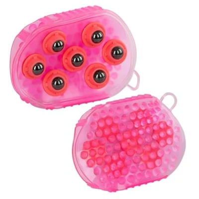 Image of Horse &amp; Pony Grooming Mitt, Dual Sided Massage Curry Comb Glove, Hair Brush Cleaning and Massager (Pink)