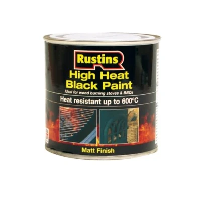 Image of RUSTINS HRBL250 High Heat Paint, Black, 250 ml