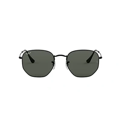Image of Ray Ban Square Unisex Polished Black/Green Polarized Hexagonal RB3548N Sunglasses Metal (archived) One Size