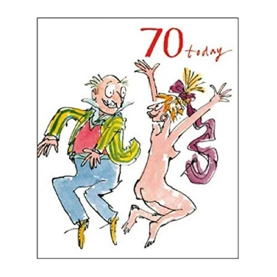Image of Woodmansterne Quentin Blake Male 70th Birthday Card Jumping for Joy