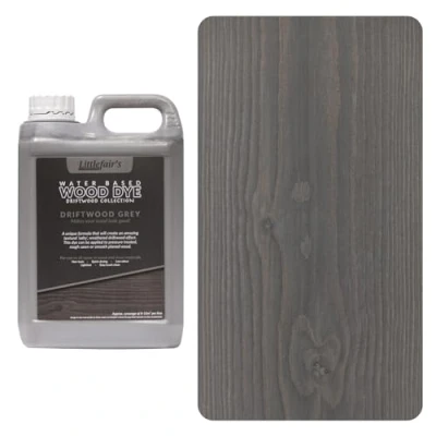 Image of Littlefair&#039;s Wood Stain Water Based 5 LTR Indoor Furniture Light &amp; Dark Finishes Special Non Toxic Eco Friendly Formula for Crafts Colour: Driftwood Grey