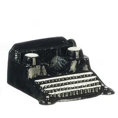 Image of Melody Jane Dolls House Black &amp; White Classic Typewriter Miniature Study Office Accessory