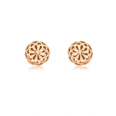 Image of Carissima Gold Women&#039;s 9 ct Rose 10 mm Diamond Cut Filigree Dome Stud Earrings