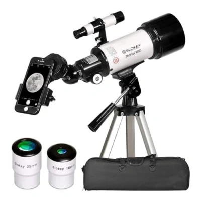 Image of Slokey Telescope 40070 Astronomical for Adults and Kids with 16x 120x Magnification Includes 2 Eyepieces, 3x Barlow Lens, Adjustable Tripod, Phone Adapter 21 x 13 49 cm