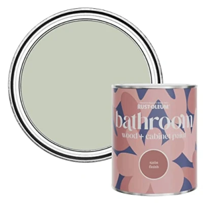 Image of Rust Oleum Green Moisture Resistant Bathroom Wood and Cabinet Paint in Satin Finish Aloe 750ml