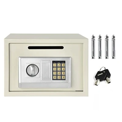 Image of Office Use Security Box 16L White Cash Electronic Password Money Deposit Ideal for Jewelry File with Lock Key Waterproof Fireproof Safety Office(16L,White)
