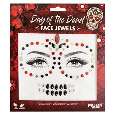 Image of Face Jewels by Moon Terror Day of the Dead Festival Body Gems, SFX Make up, Crystal up Eye Glitter Stickers, Temporary Tattoo Jewels, Special Effects