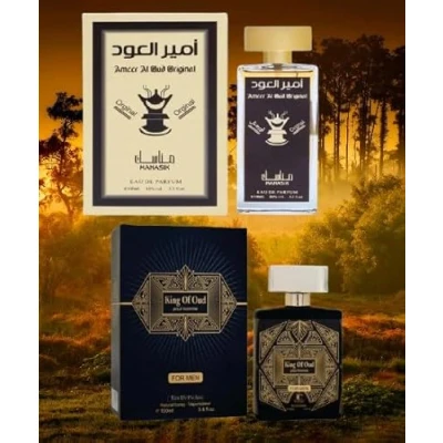Image of Modaleo 2 Pack Ameer Al Oud 100ml King of Eau De Parfum EDP Perfume Oud, Rose and Amber Fragrance for Men Women By Manasik