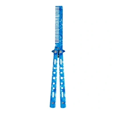 Image of Comb Trainer Stainless Steel Unsharpened Slice Butterfly Training for Beginner Dark Blue, Practice