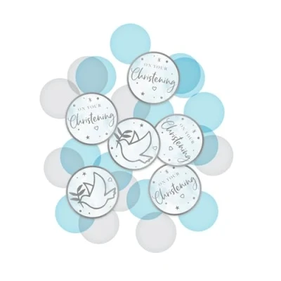 Image of Creative Party On Your Christening Foil Stamped Confetti, Blue, Decorations, Day Table Decoration, for boys, girls, 14g (0.5oz)