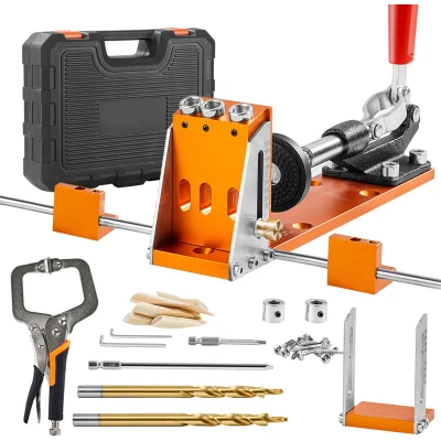 Image of Mophorn Pocket Hole Jig Kit, 34 Pcs with 11&quot; C Clamp, Fixture, Step Drills, Wrenches, Drill Stop Rings, Square Drive Bits, Toolbox for DIY Carpentry