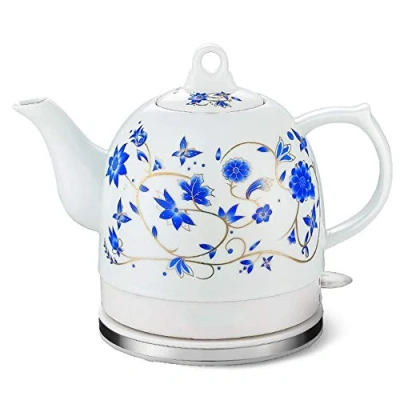 Image of FFOCCO Kettle Electric Ceramic Non Plastic Kettle, Blue Pattern Present