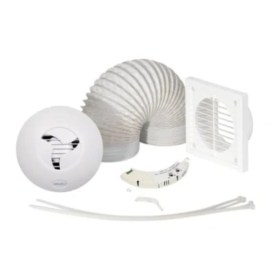 Image of Airflow HTSHWKT15 Bathroom Shower Extractor Fan Humidity and Run On Timer Kit, White