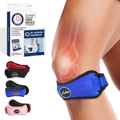 Image of Dr. Arthritis Doctor Developed Patella Tendon Strap for knee support (Blue, Single)
