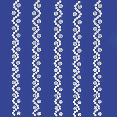 Image of Diamante &amp; Pearl Sticker Strips Assorted Designs Self Adhesive Border Trim Stickers (15cm Diamante/Pearl Strips, 5)