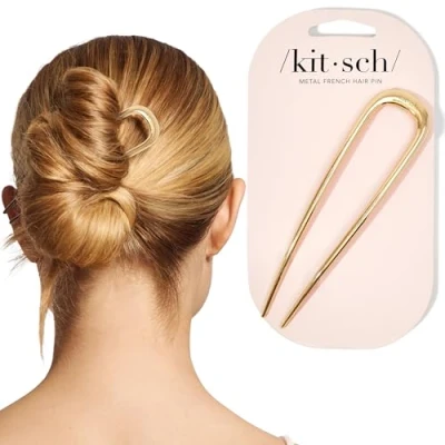 Image of Kitsch Metal French Hair Pins for Women Gold Thick Hair, U Shaped Pins, Pin All Types, Sticks Buns, Twist Pin, Fork 1pc