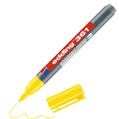 Image of edding 361 whiteboard marker yellow 1 pen round tip mm dry wipe for whiteboards, flipcharts, pinboards, magnetic and memo boards sketchnotes