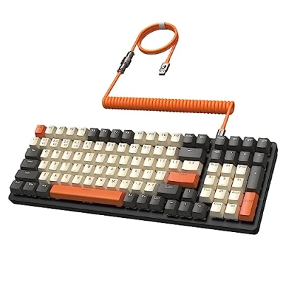 Image of MAMBASANKE K6 Pro 96% 3 Modes Mechanical Gaming Keyboard Hot Swap 4000mAh 2.4Ghz/Bluetooth 5.0/Wired with Coiled USB Cable Type C 9 RGB Backlit Linear Red Switch for MAC Laptop Shimmer