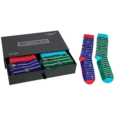 Image of Shudehill Giftware Men&#039;s Bamboo Socks Footy Style Gift Boxed Two Pairs One Size