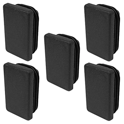 Image of cyclingcolors 5 x Plastic Rectangular Pipe Plugs, Lamellar Black Pipes, Outer End Caps, Furniture Gliders, 50 20 mm