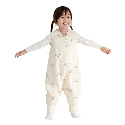 Image of Duomiaomiao Winter Sleeping Bag with Legs 2.5 Tog, Baby Feet, Cotton Toddler Bag, Sleeveless Wearable Blanket Breathable for Unisex Girls Boys 1 2 Years