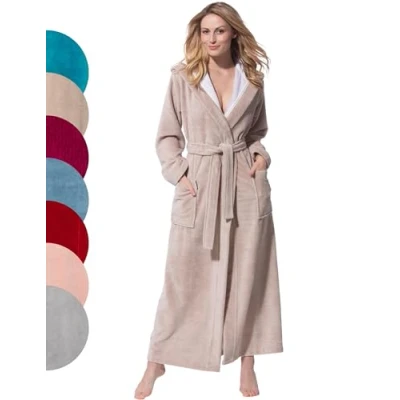 Image of Morgenstern Bathrobe Women Long Beige Size M UK 12/14 Full Length 54&quot;/140 cm