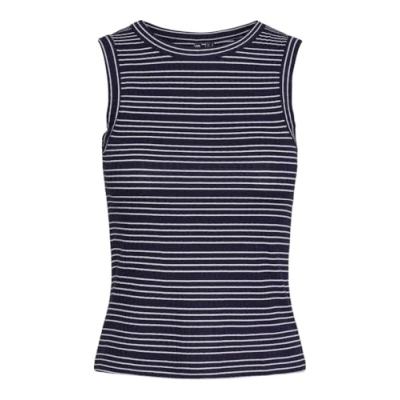 Image of PIECES Women&#039;s Pckiane Tank Top Bc, Cloud Dancer/Stripes: Maritime Blue, M