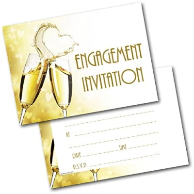 Image of doodlecards Engagement Heart Champagne Invitations Invites Pack of 20 Postcards and Envelopes