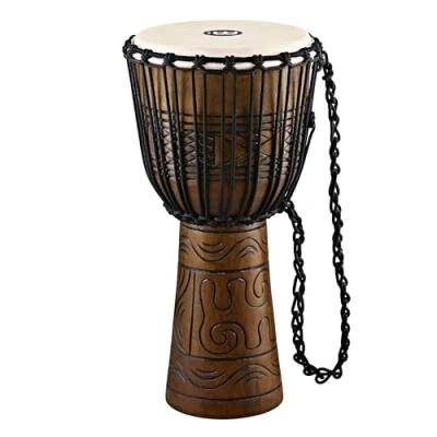 Image of Meinl Percussion Rope Artifact Djembe Large Handdrum With Goat Head Diameter 12 Inches Mahogany, Brown (HDJ17 L)