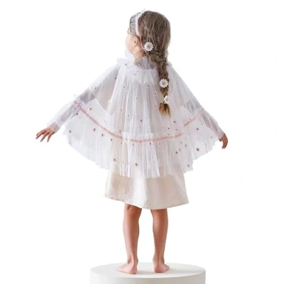 Image of Ginger Ray Girls Embroidered Daisy Cape with White Tulle for Birthdays &amp; Costume Parties Age: 3 7 Years