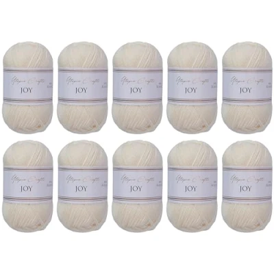 Image of Utopia Crafts Joy Plain Knitting and Crochet Yarn, Soft, Easy Care, 100% Polyacrylic, 10 x 50 g Ball, 150 m (Natural Silk)
