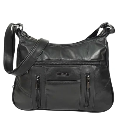 Image of Real Leather Large Size Shoulder Bag Organiser Cross Body Handbag HOL0991 Black