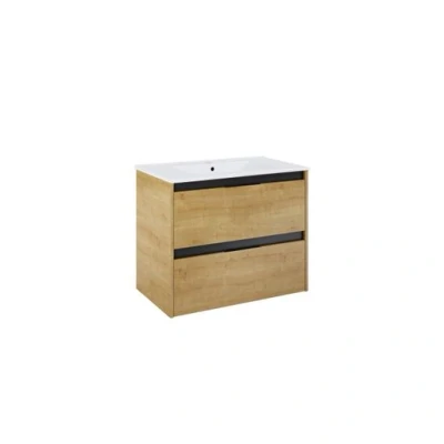 Image of Iflo Teano 2 Drawers Wall Hung Basin Unit 800mm (W) X 456mm (D) 590mm (H) Hamilton Oak
